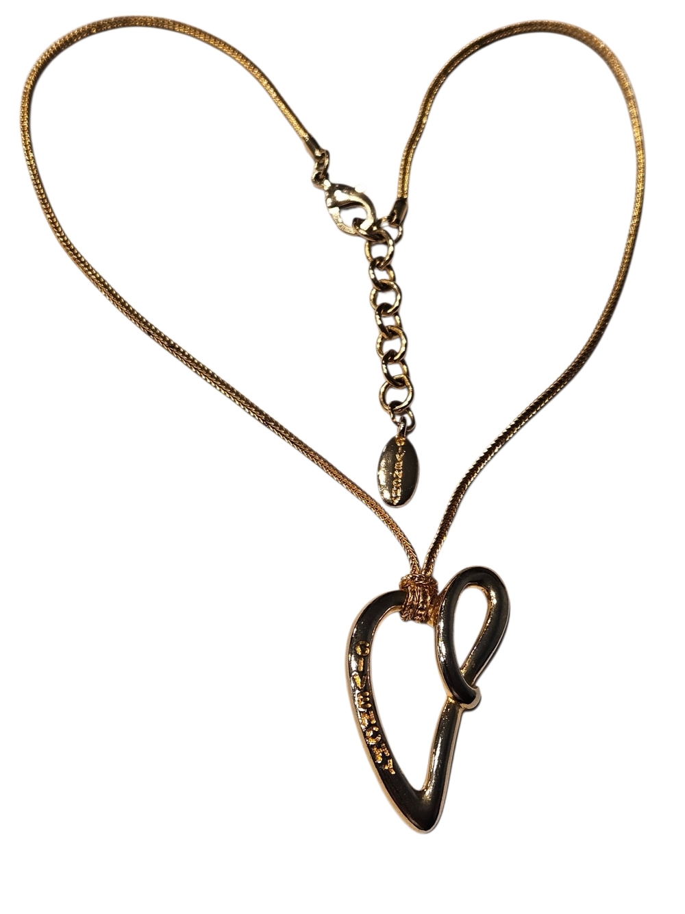 Vintage Givenchy Gold Heart Logo Pendant Necklace